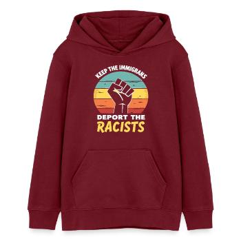Antirassismus Vielfalt, Gerechtigkeit & Gleichheit - Teenager Organic Hoodie Mini Cruiser von Stanley/Stella - Burgunderrot - Vorne - AI Model Teenager Male dark (155cm)