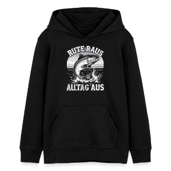 Angeln Angler Fischer Fischen Angel Spruch - Teenager Organic Hoodie Mini Cruiser von Stanley/Stella - Schwarz - Vorne - AI Model Teenager Male light (155cm)