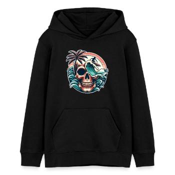 Surfen Surfer skull - Teenager Organic Hoodie Mini Cruiser von Stanley/Stella - Schwarz - Vorne - AI Model Teenager Male light (155cm)