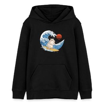 Capybara Surfen Auf Den Wellen Im Sommer - Teenager Organic Hoodie Mini Cruiser von Stanley/Stella - Schwarz - Vorne - AI Model Teenager Male light (155cm)