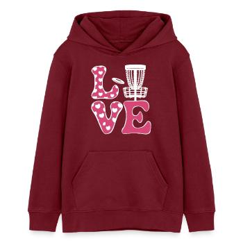 Discgolf Spruch Sport Lustiges Discgolf Geschenk - Teenager Organic Hoodie Mini Cruiser von Stanley/Stella - Burgunderrot - Vorne - AI Model Teenager Male dark (155cm)