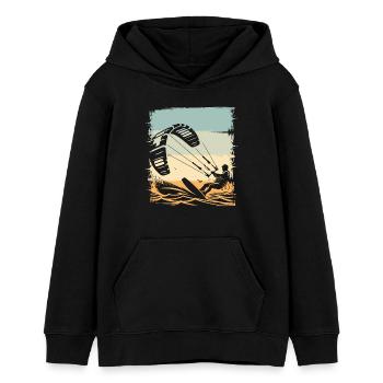 Kitesurfen Kitesurfer Kiteboard - Teenager Organic Hoodie Mini Cruiser von Stanley/Stella - Schwarz - Vorne - AI Model Teenager Male light (155cm)