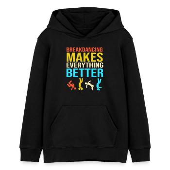 Breakdance - Teenager Organic Hoodie Mini Cruiser von Stanley/Stella - Schwarz - Vorne - AI Model Teenager Male light (155cm)