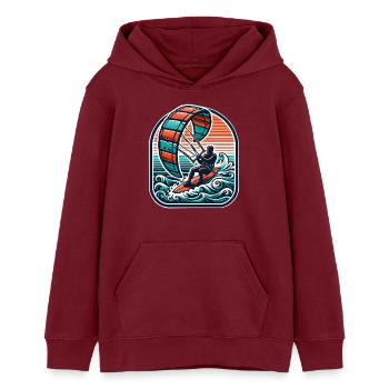 Kitesurf Kitesurfer Kiteboard - Sweat à capuche ado bio Stanley/Stella - bordeaux - Devant - AI Model Teenager Male dark (155cm)