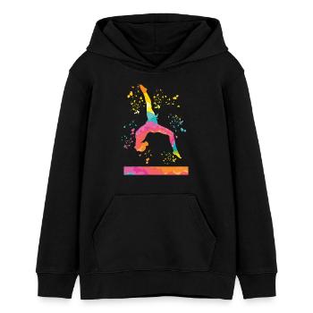 Gymnaste Poutre Gymnastique Artistique - Sweat à capuche ado bio Stanley/Stella - noir - Devant - AI Model Teenager Male light (155cm)