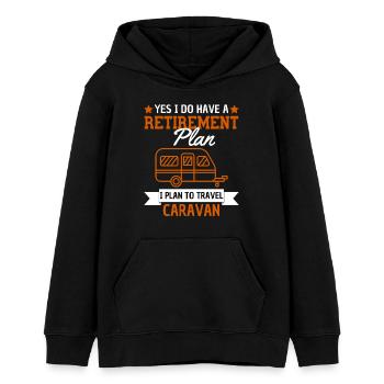 Prévoyance vieillesse : camping en camping-car - Sweat à capuche ado bio Stanley/Stella - noir - Devant - AI Model Teenager Male light (155cm)