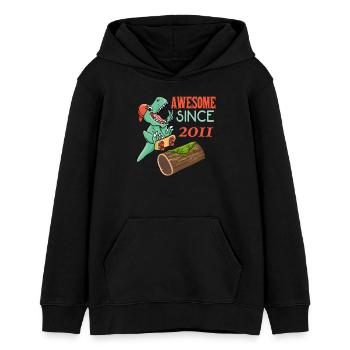 Dino Skater Geburtstag 2011 - Teenager Organic Hoodie Mini Cruiser von Stanley/Stella - Schwarz - Vorne - AI Model Teenager Male light (155cm)