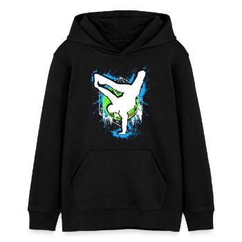 Breakdance - Breakdancer - Breakdancing - BBoy - Sweat à capuche ado bio Stanley/Stella - noir - Devant - AI Model Teenager Male light (155cm)