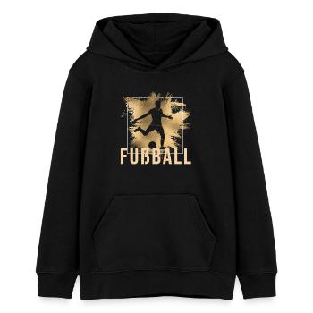 Fußball - Teenager Organic Hoodie Mini Cruiser von Stanley/Stella - Schwarz - Vorne - AI Model Teenager Male light (155cm)