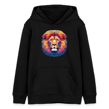 Lion - Sweat à capuche ado bio Stanley/Stella - noir - Devant - AI Model Teenager Male light (155cm)
