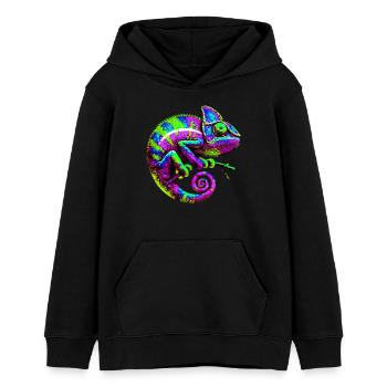Caméléon - Sweat à capuche ado bio Stanley/Stella - noir - Devant - AI Model Teenager Male light (155cm)