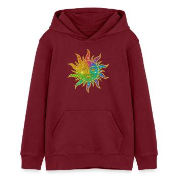 Rainbow Sun Glitter Star - Teens Organic Hoodie by Stanley/Stella - burgundy - Front - AI Model Teenager Male dark (155cm)