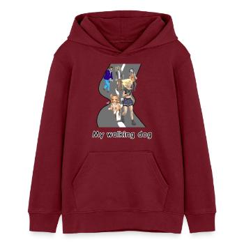 Zombie RunEdition : chien promenant - Sweat à capuche ado bio Stanley/Stella - bordeaux - Devant - AI Model Teenager Male dark (155cm)