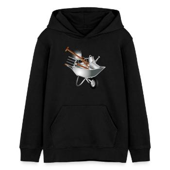 verschiedene Gartengeräte in einer Schubkarre - Teenager Organic Hoodie Mini Cruiser von Stanley/Stella - Schwarz - Vorne - AI Model Teenager Male light (155cm)