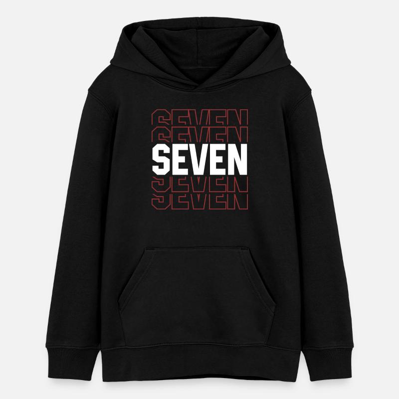 Seven Repeated Grid Emblem - Teens Organic Hoodie by Stanley/Stella - black