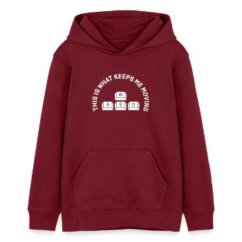 WASD - Gaming Shirt - Teens Organic Hoodie by Stanley/Stella - burgundy - Front - AI Model Teenager Male dark (155cm)
