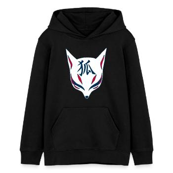 Renard du Japon manga - Sweat à capuche ado bio Stanley/Stella - noir - Devant - AI Model Teenager Male light (155cm)