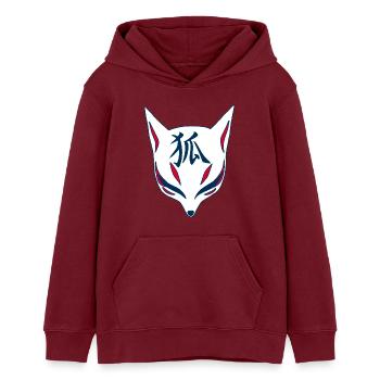 Renard du Japon manga - Sweat à capuche ado bio Stanley/Stella - bordeaux - Devant - AI Model Teenager Male dark (155cm)