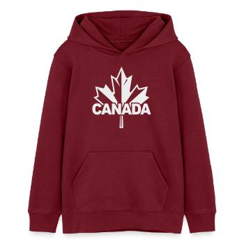Logo de la feuille d’érable du Canada - Sweat à capuche ado bio Stanley/Stella - bordeaux - Devant - AI Model Teenager Male dark (155cm)
