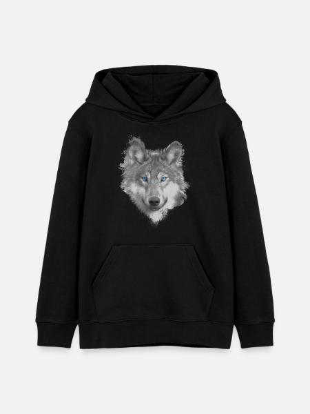 Wolf - Teenager Organic Hoodie Mini Cruiser von Stanley/Stella - Schwarz