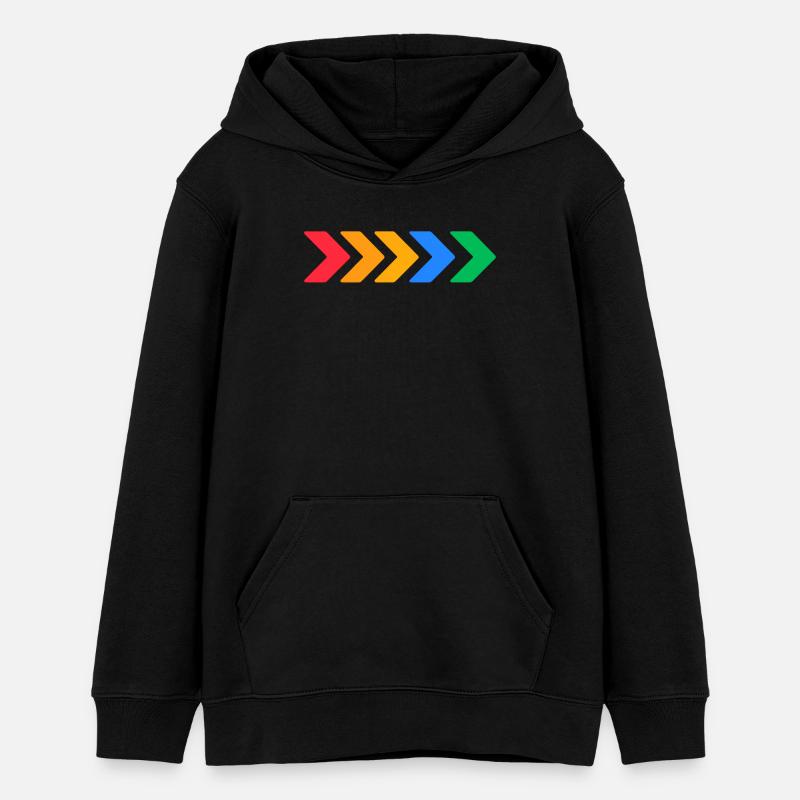 Flèches colorées - Progrès en cinq couleurs - Sweat à capuche ado bio Stanley/Stella - noir