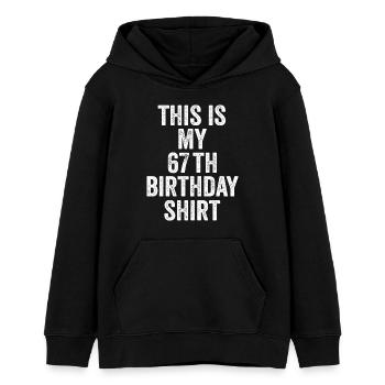 67. Geburtstag 67. Geburtstagsgeschenk - 67. Geburtstagsgeschenk - Teenager Organic Hoodie Mini Cruiser von Stanley/Stella - Schwarz - Vorne - AI Model Teenager Male light (155cm)