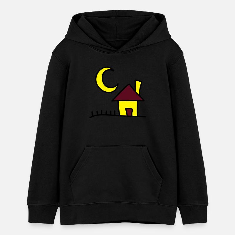 Kinderzeichnungen: Nachthaus - Sweat à capuche ado bio Stanley/Stella - noir