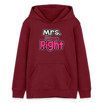 Mrs. always right - Teenager Organic Hoodie Mini Cruiser von Stanley/Stella - Burgunderrot - Vorne - AI Model Teenager Male dark (155cm)