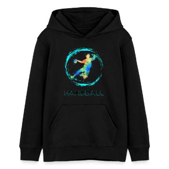 Handball Sprungrbener  - Teenager Organic Hoodie Mini Cruiser von Stanley/Stella - Schwarz - Vorne - AI Model Teenager Male light (155cm)