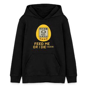 Pixel-Hund im Ei – Fütter mich! 90er-Vibes - Teenager Organic Hoodie Mini Cruiser von Stanley/Stella - Schwarz - Vorne - AI Model Teenager Male light (155cm)
