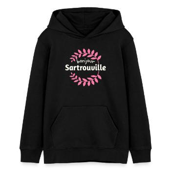 Sartrouville France Yvelines - Sweat à capuche ado bio Stanley/Stella - noir - Devant - AI Model Teenager Male light (155cm)