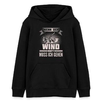 Kitesurfen - Wind ruft - Ich muss gehen - Teenager Organic Hoodie Mini Cruiser von Stanley/Stella - Schwarz - Vorne - AI Model Teenager Male light (155cm)