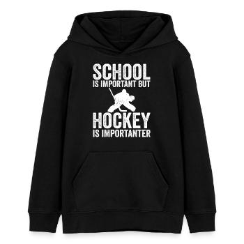 Schule ist wichtig, aber Eishockey ist noch wichtiger - Teenager Organic Hoodie Mini Cruiser von Stanley/Stella - Schwarz - Vorne - AI Model Teenager Male light (155cm)