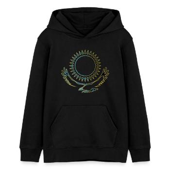Kazakhstan Adler noble - Teens Organic Hoodie by Stanley/Stella - black - Front - AI Model Teenager Male light (155cm)