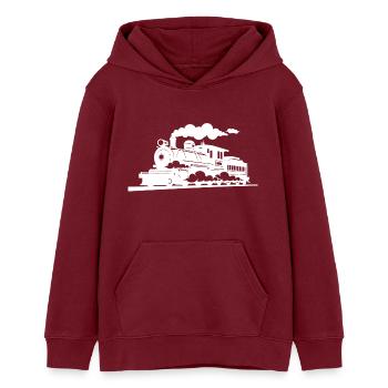 Dampflokomotive Grafik - Teenager Organic Hoodie Mini Cruiser von Stanley/Stella - Burgunderrot - Vorne - AI Model Teenager Male dark (155cm)