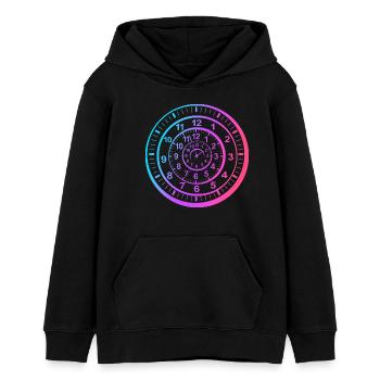 Voyage dans le temps - Sweat à capuche ado bio Stanley/Stella - noir - Devant - AI Model Teenager Male light (155cm)