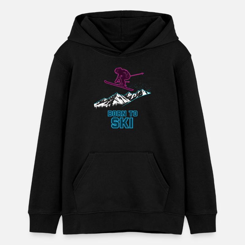 Ski Born To Ski Neon Freeride Dire Montagnes - Sweat à capuche ado bio Stanley/Stella - noir