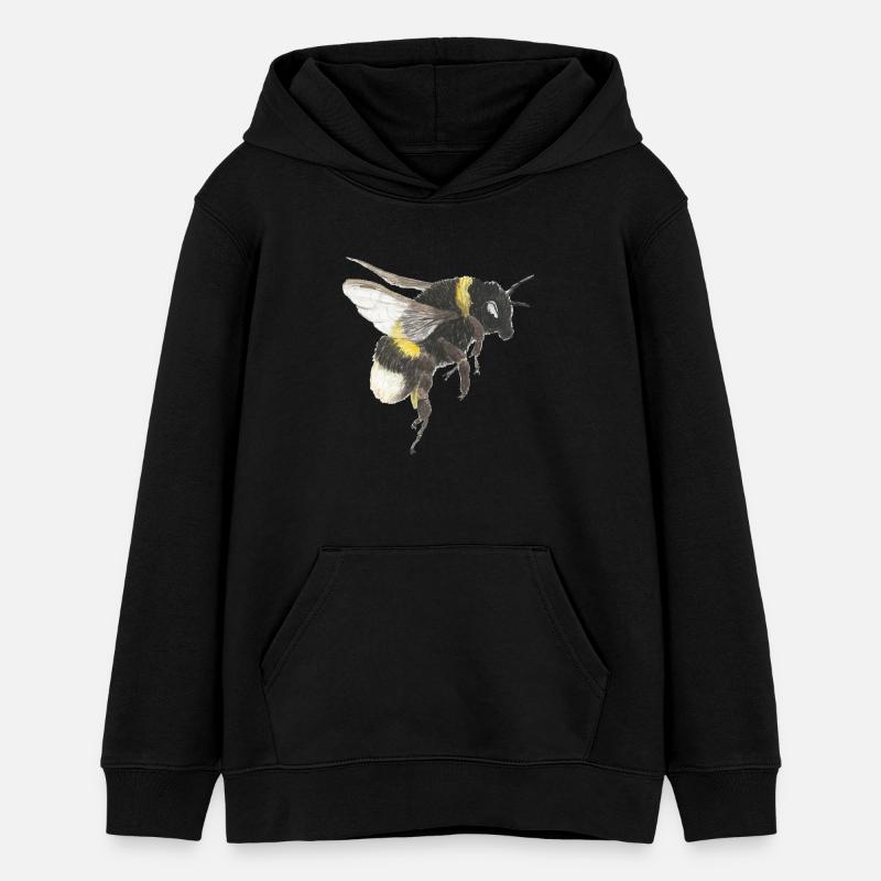 Accents d’abeille à l’aquarelle - Sweat à capuche ado bio Stanley/Stella - noir