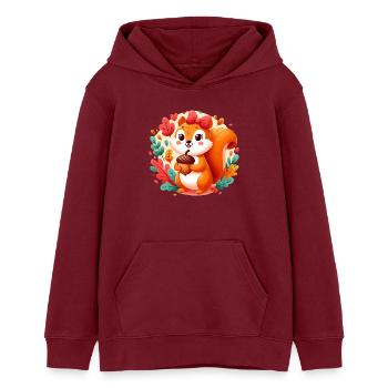 Süßes Eichhörnchen mit Eichel - Teenager Organic Hoodie Mini Cruiser von Stanley/Stella - Burgunderrot - Vorne - AI Model Teenager Male dark (155cm)