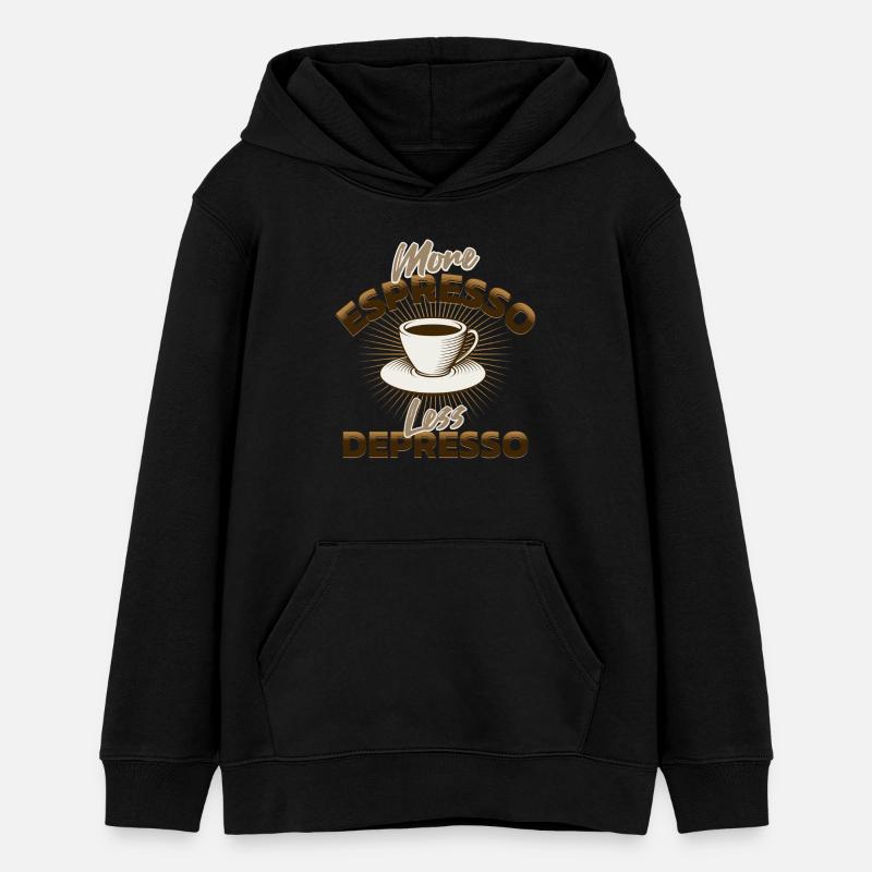 Plus d’espresso - Sweat à capuche ado bio Stanley/Stella - noir