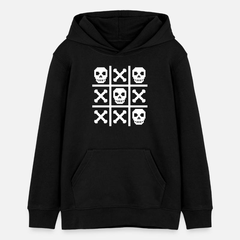 Pixel Skull and Bones Zero & Crosses - Sweat à capuche ado bio Stanley/Stella - noir