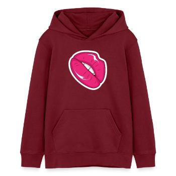 Pink Lips Pop Art Comic Retro Style - Teens Organic Hoodie by Stanley/Stella - burgundy - Front - AI Model Teenager Male dark (155cm)