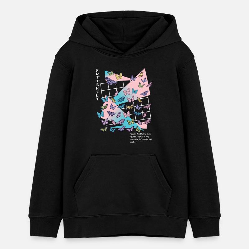Soyez comme un papillon - Sweat à capuche ado bio Stanley/Stella - noir