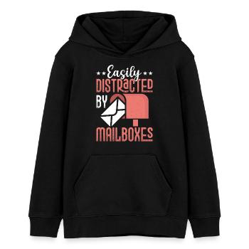 Facilement distrait par les boîtes aux lettres Courrier Employé des postes - Sweat à capuche ado bio Stanley/Stella - noir - Devant - AI Model Teenager Male light (155cm)