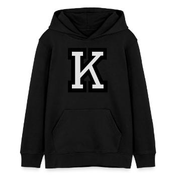 Lettre K en deux couleurs - Sweat à capuche ado bio Stanley/Stella - noir - Devant - AI Model Teenager Male light (155cm)