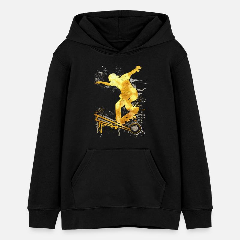 | de skate SK8R | Skateboard Grind - Sweat à capuche ado bio Stanley/Stella - noir