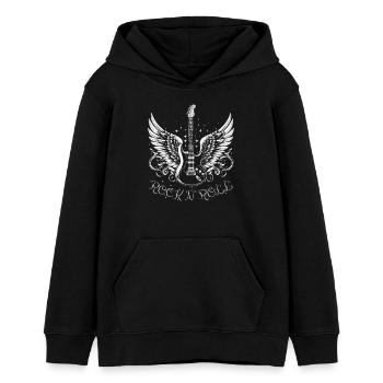 Rock 'n' Roll Guitar - Teenager Organic Hoodie Mini Cruiser von Stanley/Stella - Schwarz - Vorne - AI Model Teenager Male light (155cm)