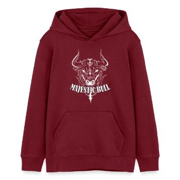 Taureau majestueux - Sweat à capuche ado bio Stanley/Stella - bordeaux - Devant - AI Model Teenager Male dark (155cm)