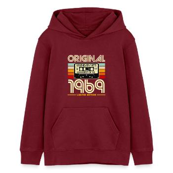 Original 1969 Retro Cassette - Teens Organic Hoodie by Stanley/Stella - burgundy - Front - AI Model Teenager Male dark (155cm)