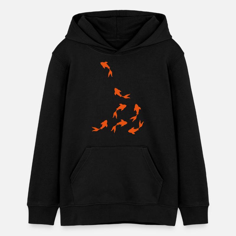 carpe koi - Sweat à capuche ado bio Stanley/Stella - noir